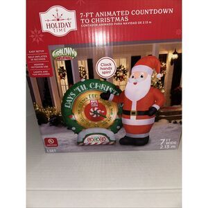 Holiday Time Inflatable "Animated Countdown To Christmas" 7 Ft Clock‎ Spins NEW